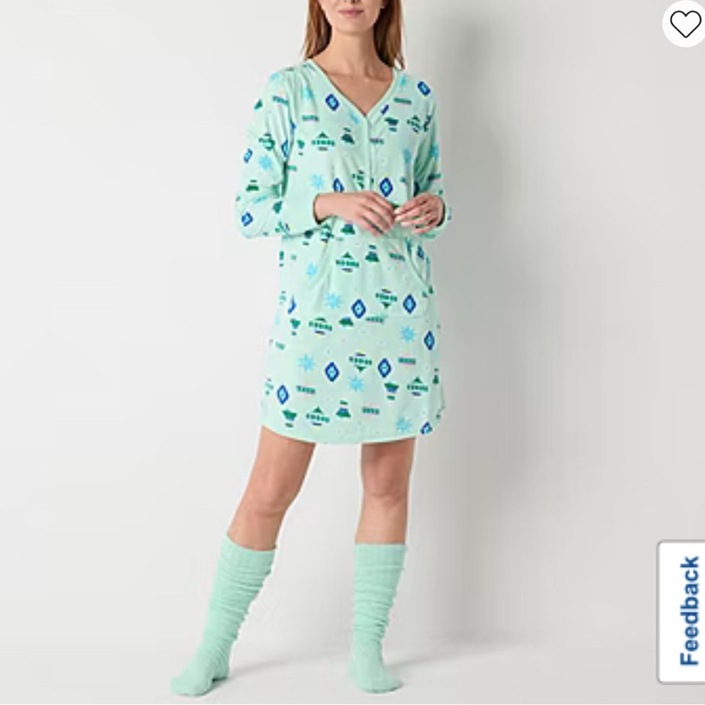 Sleep chic velvety fleece nightshirt with matching socks